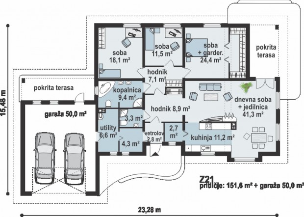 projekat-kuce-s-potkrovljem-garazom-z21-3