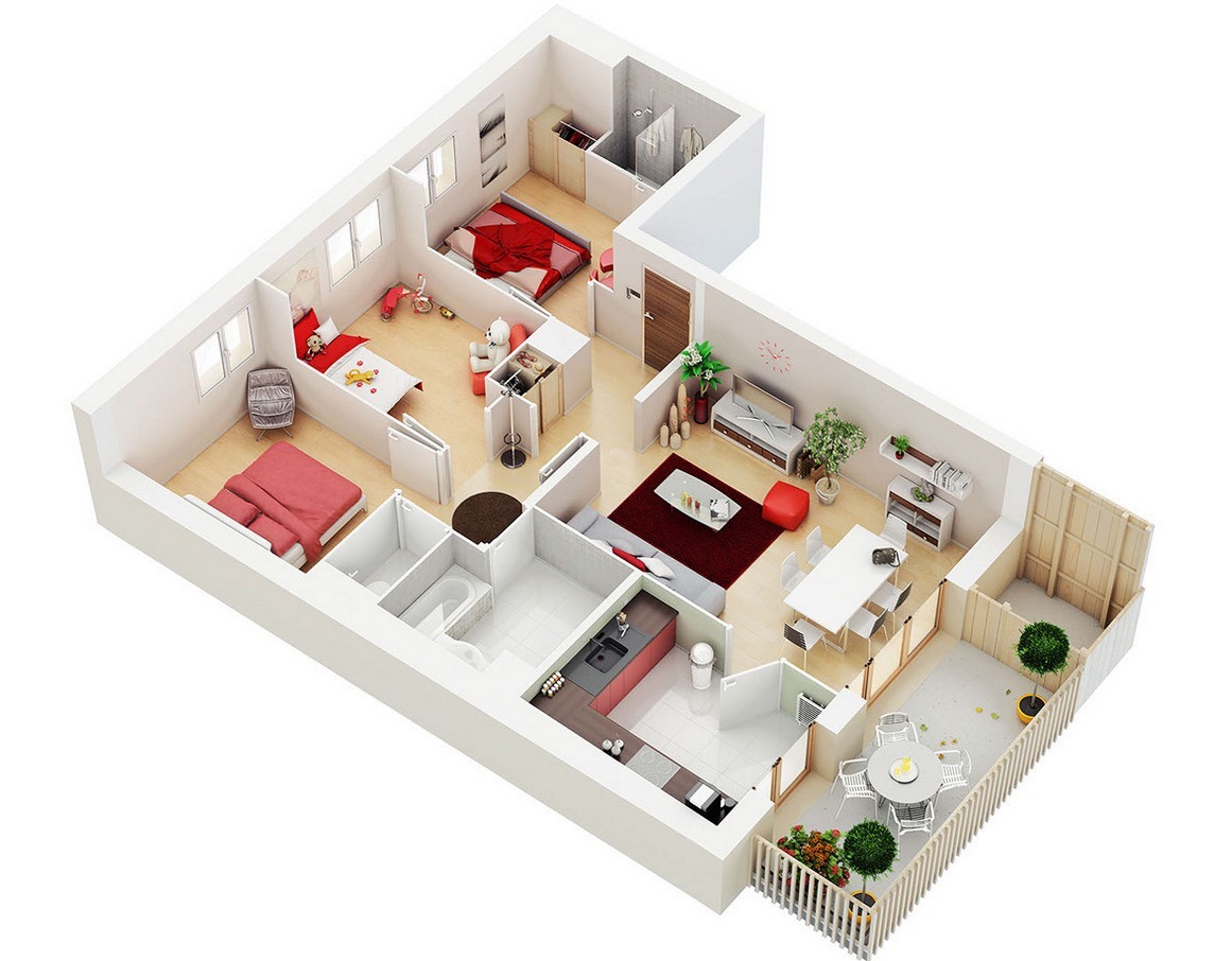 Tlocrti stanova i kuća s tri spavaće sobe – 2. dio | KucaSnova.com